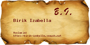 Birik Izabella névjegykártya